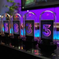 Vintage Digital Nixie Clock RGB LED Tube Clock 6 Bit Time Photo Display Retro Desk Clock IPS Module and Glass Dome Decoration