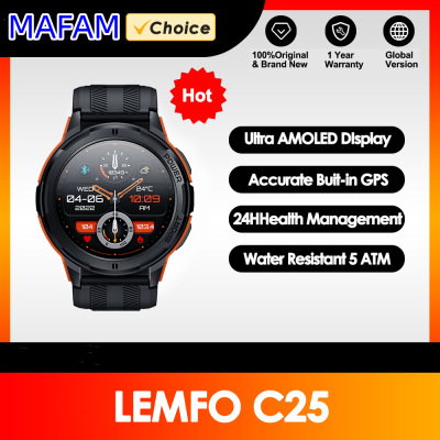 มาฟามา【🔥ดีที่สุดสมาร์ทวอท์ช C25 AMOLED ความละเอียดจอ HD 466*466บลูทูธโทรศัพท์สมาร์ทวอทช์กันน้ำเครื่อวัดอัตราหัวใจ