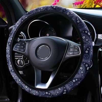 【YF】 Floral Print Bohemia Style 38CM Steering Wheel Cover Car For Women Anti-Slip Accessories