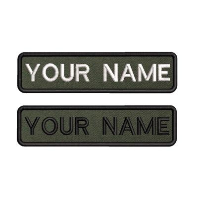 10X2.5cm Army Green background Embroidery Custom Name Text Patch Stripes badge Iron On Or  Backing Patches For Clothes Adhesives Tape