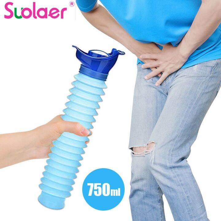 Suolaer 750ML Portable Retractable Urinal Foldable Mobile Toilet Bottle Urinal for Adult and