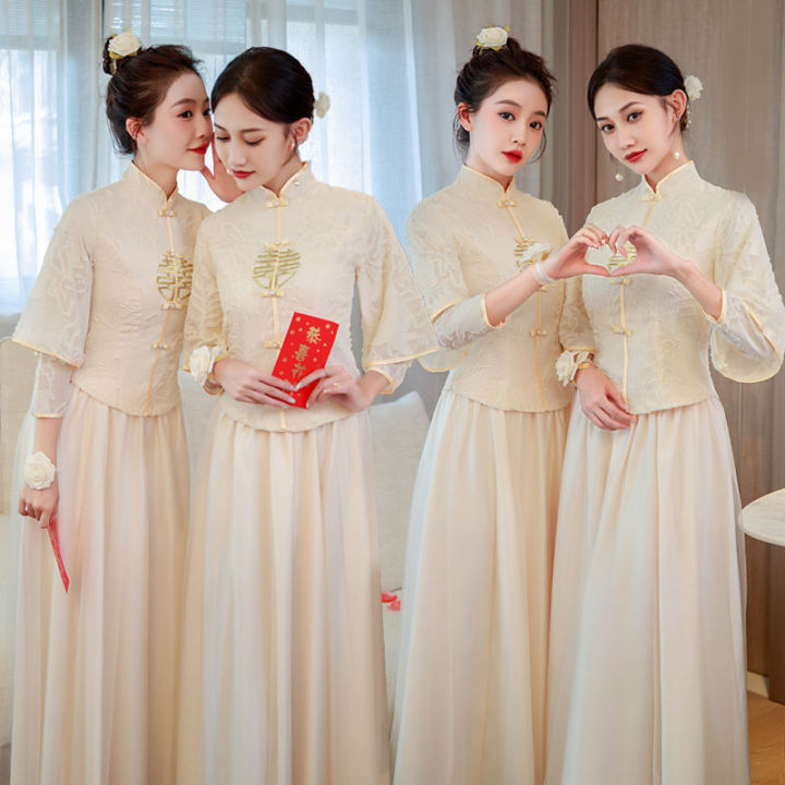 Đầm Phù Dâu Cổ Điển Phong Cách Trung Quốc Đầm Dự Tiệc Đầm Nữ Ngoại ...