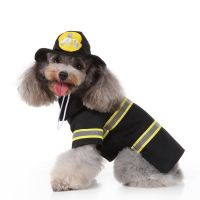 Funny Dog Clothes Fireman Pet Costume With Hat Flying Wizard Dog Costume For Halloween Day Pet Cosplay Dressing Up Costumes