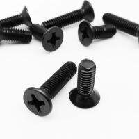 5/100pcs M1.6 M2 M2.5 M3 Black 304 Stainless Steel Cross Recessed Phillips Flat Countersunk Head Screw Bolt Thread Length 3-60mm Fasteners