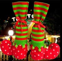 1PC Santa Gift Elf Christmas Stockings Boots Party Candy Bag Pouch Xmas Decor  Kids Gift Holders Party Supplies Wholesales Socks Tights