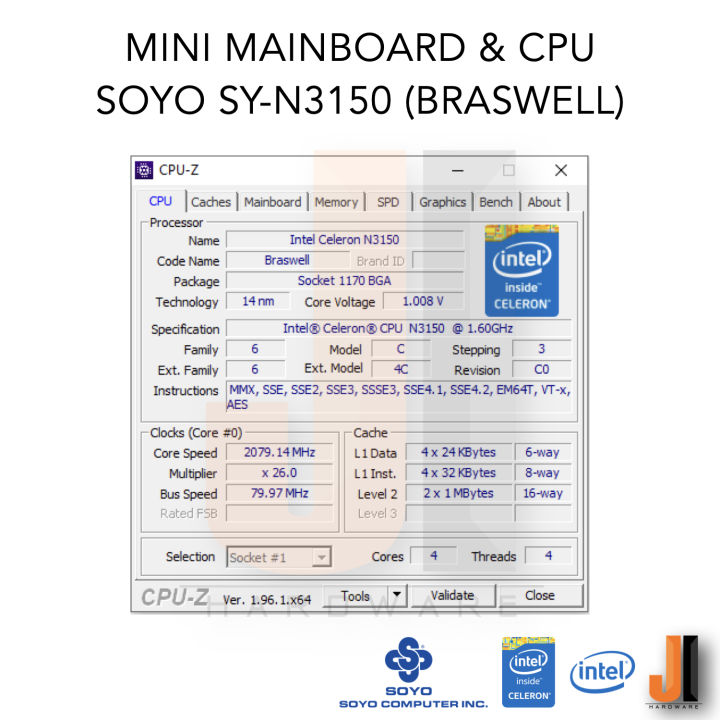 mainboard-with-cpu-soyo-sy-n3150-braswell-cpu-intel-celeron-n3150-1-6ghz-4-cores-4-threads-6-watts-tdp-passive-cpu-cooler-สินค้ามือสองสภาพดีมีฝาหลังมีการรับประกัน