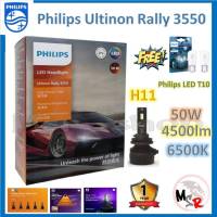 Philips หลอดไฟหน้ารถยนต์ Ultinon Rally 3550 LED 50W 4500lumens H11 แถมฟรี Philips Philips LED T10 แท้ 100% รับประกัน 1 ปี จัดส่ง ฟรี