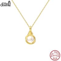 EFFIE QUEEN 14K Gold 925 Sterling Silver 6mm Pearl Pendant Necklace for Women Handpicked Baroque Pearls Necklace Jewelry GPN46