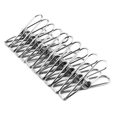200 Pieces / Stainless Steel Spring Clothes Socks Hanging Nail Clip Folder Folder Seal Clip Silver
