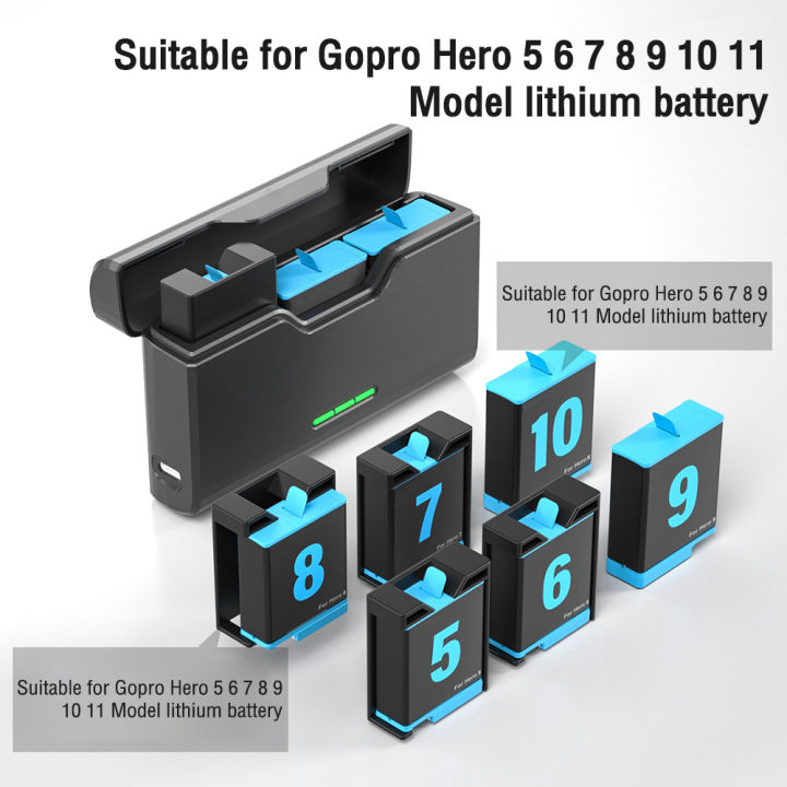 กล้องที่ชาร์จเร็วที่ชาร์จแบตเตอรี่-gopro-hero-11-10-9-8-7-6-5-3ช่องพร้อมสาย-type-c-สำหรับที่เก็บข้อมูล-sd-card-แบตเตอรี่-gopro