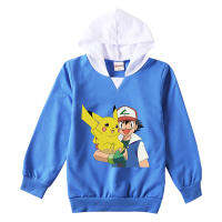 [ในสต็อก] Pokémons Pikachu ฤดูใบไม้ผลิและฤดูใบไม้ร่วงเสื้อผ้าเด็ก Hoodies สำหรับหนุ่มๆสาวๆผ้าฝ้ายผสมการ์ตูน3-14ปีเด็กคลุมด้วยผ้าเสื้อกันหนาวแขนยาวกีฬา