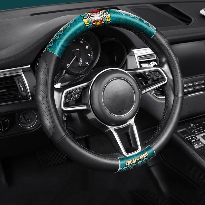 national-tide-style-universal-real-leather-car-steering-wheel-cover-38cm-sport-styling-auto-steering-wheel-covers-15-inches