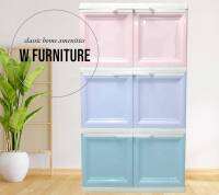 Wfurniture?ตู้พลาสติกอเนกประสงค์ 3ชั้น ?มือจับบน/ฝาสวิง ✅รุ่น Color Vid ?สีPastel Twin Mix  ❗️❗️สินค้าพร้อมส่ง❗️❗️