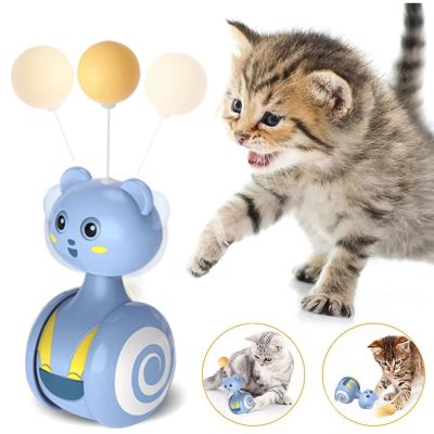 BHQ PET ของเล่นแมวอัตโนมัติ ชิงช้าแก้ว ของเล่นแมว ลูกแมวแบบโต้ตอบ ไล่ล่าของเล่นขนนก ของเล่นสัตว์เลี้ยง ของเล่นแมว