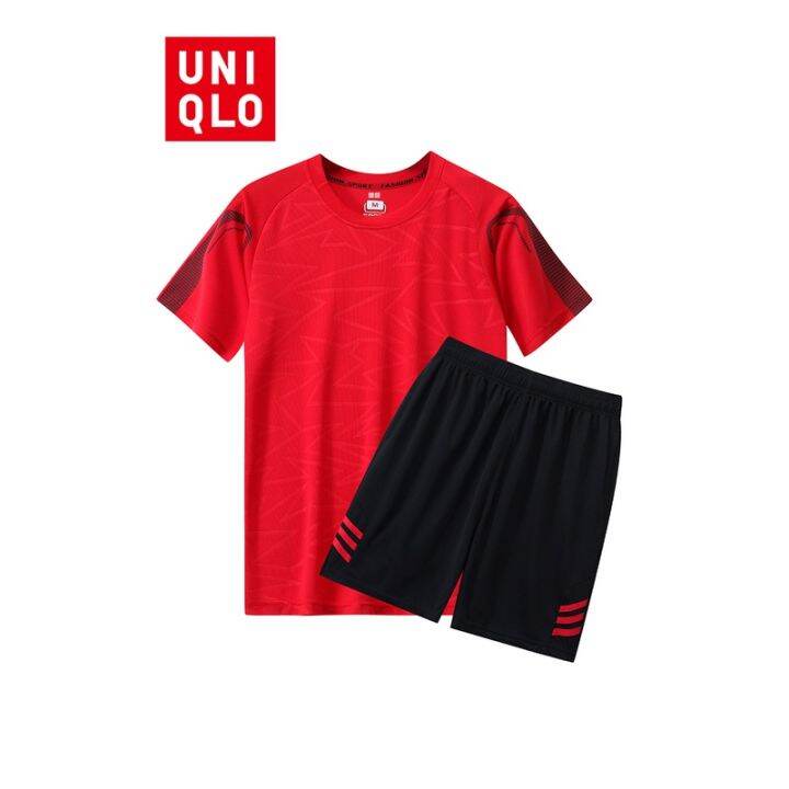 uniqlo-ชุดกีฬา-เสื้อยืดลําลอง-คอกลม-แขนสั้น-กางเกงขาสั้น-สองชิ้น-สําหรับผู้ชาย-เหมาะกับการเล่นเซิร์ฟ-ปั่นจักรยาน-ฟิตเนส-กลางแจ้ง-ไซซ์-m-5xl