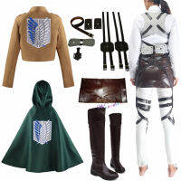 Shingeki No Kyojin Cosplay Costume Recon Corp Leather Boots Shoes Harness Belt Apron Skirt Scouting Legion Cape