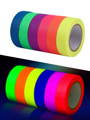 【hot】☏ 6Rolls UV Blacklight Reactive Tape Gaffer Spike Colored Masking 15mmx5m Labeling Supplies