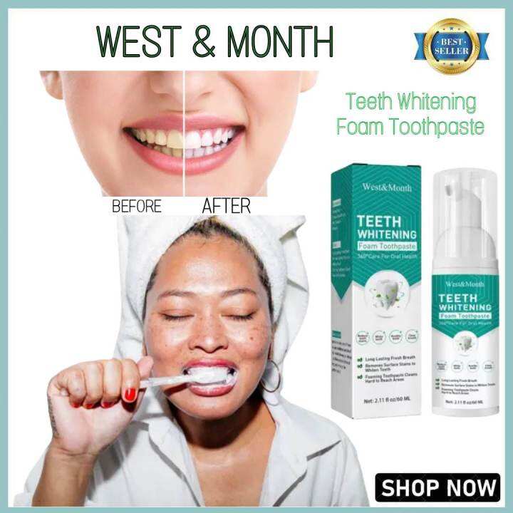 BEST SELLING!!! WEST&MONTH Teeth Whitening Mousse Toothpaste 60ML Teeth
