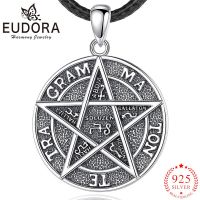 Eudora 925 Sterling Silver Solomon Inverted Pentagram Necklace Amulet Tetragrammaton Pendant Men Women Vintage Wiccan Pendant