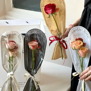 10pcs/set Transparent single bouquet packaging bag rose waterproof
