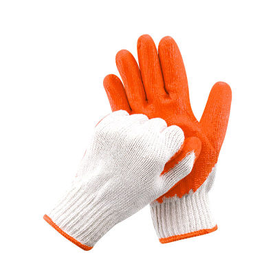 ถุงมือผ้าเคลือบยาง สีส้ม 1 คู่ 2 ชิ้น ซ้าย/ขวา สวมใส่สบาย ใส่กระชับจับไม่ลื่น ถุงมืออุตสาหกรรม ถุงมือกันลื่น กันบาด ใช้งานได้หลากหลาย