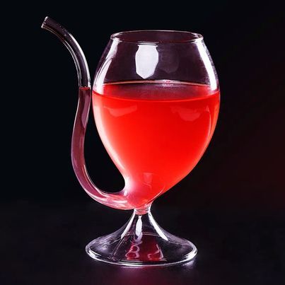 Creative Wine Cup Cocktail Glass Cup Whiskey Glass Heat Resistant Glass Cup  With Straw For Drink