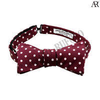 ANGELINO RUFOLO Bow Tie Tying(โบว์หูกระต่ายแบบผูกเอง) ผ้าไหมทออิตาลี่คุณภาพเยี่ยม ดีไซน์ Polka Dot สีเลือดหมู/สีกรมท่า/สีดำ