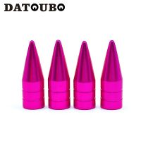 DATOUBO 4 pcs Aluminum Spike Valve Stem Caps Round Spike Metal Car Tyre Air Dust Caps Black Grey Red Color.Car Tire Valve Caps.