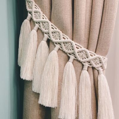 ✇▲ Macrame Handmade Leaf Hand-Woven Boho Tassel Curtain Tie backs Window Straps Accessories For Living Room Decor