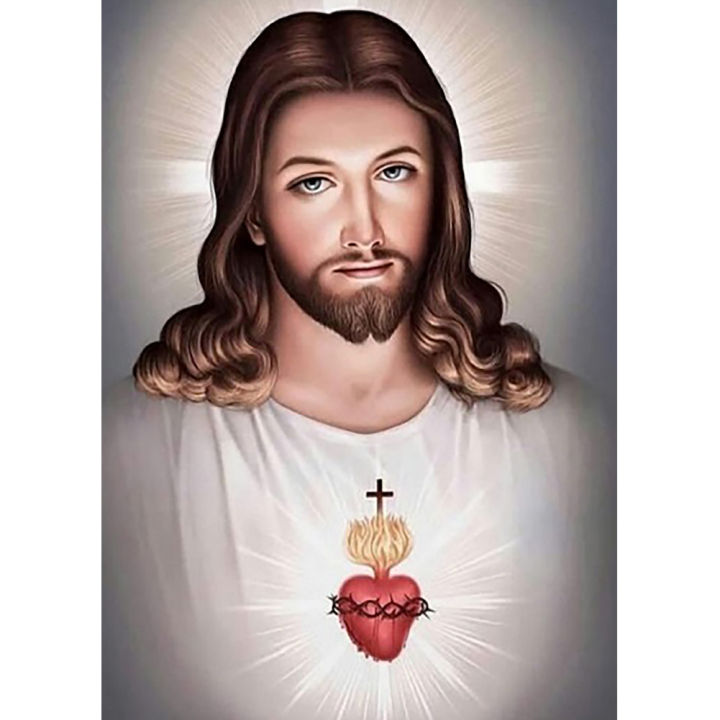 5D Diamond Painting Lighted Background Jesus Portrait Kit