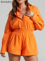 Bornladies Women Tracksuits Shirt with Mini Shorts 100 Cotton Two Pieces Sets Fashion Outfits Women Blouses Short Sets