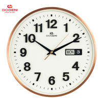 Velashop นาฬิกาแขวนผนังโดกีนี่ Dogeni Wall Clock กรอบอลูมิเนียม สีโรสโกลด์ มีวันที่ สัปดาห์ ขนาด 12 นิ้ว รับประกับ 2 ปี รุ่น WNM003RG, WNM003