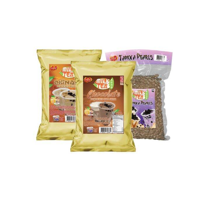 inJoy Milk Tea Essentials Bundle Okinawa Milk Tea 500g Chocolate Milk