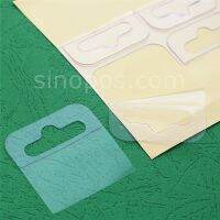 Flexible Hang Tabs Self Adhesive euro hook slot hole hanging tab display merchandise package cylinder box header PVC film hook