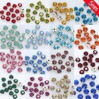 100ชิ้น5มมสีผสมเย็บบนแก้วคริสตัล Rhinestone Flatback Silver Claw เย็บปักถักร้อย DIY คริสตัลเย็บบนเสื้อผ้าชุดแต่งงานหัตถกรรม