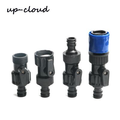 1pc Plastic Garden Quick Connector With Valve Watering Hose Extend Adapter Prolong Hose Fittings Switch Plumbing Valves