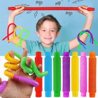 【CC】✔  Fidget Plastic Pop Tube Coil ChildrenS Magical ToysCircle Early Development Educational Folding