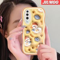 เคส JIUMOO สำหรับ Huawei P30 P30โปร P30ไลท์3D การ์ตูนเป็ดน่ารักขอบคลื่นป้องกันเลนส์กล้องเคสโทรศัพท์แบบใสสีสันสดใสเคสโปร่งใสกันกระแทกซิลิโคนนิ่ม