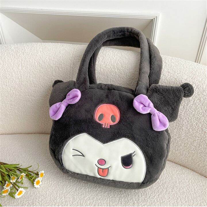 kawaii-sanrio-plush-bag-kuromi-backpack-cinnamoroll-shoulder-bag-tote-makeup-cartoon-my-melody-plushie-large-handbag-gift-girls