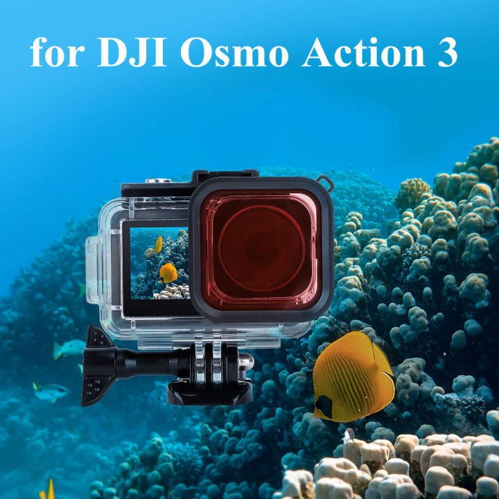 40เมตรกรณีกันน้ำดำน้ำกรองใต้น้ำป้องกันดำน้ำที่อยู่อาศัยเชลล์อุปกรณ์เสริมสำหรับ-dji-action-3การกระทำ4เปลือกกันน้ำ