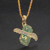 2020 New Money Cubic Zircon Iced Out Chain Flying Cash Hip Hop Jewelry Pendant Necklace For Men Women Gifts