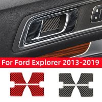 Carbon Fiber For Ford Explorer 2013-2019 Car Accessories Interior Car Innor Door Bowl Patch Decoration Frame Trim Sticker Decal