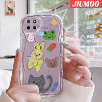 เคส JIUMOO สำหรับ Realme C21Y เคส C25Y รูปหมีแมวการ์ตูนลายกบดีไซน์ใหม่เคสมือถือกันกระแทกแบบใสนิ่มขอบคลื่นฝาครอบป้องกันง่ายอ่อนโยน