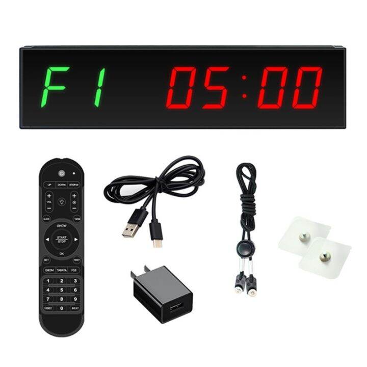 Large Screen Gym Timer 1.5Inch Digits Count Down/Up Timer Box Cycle Interval Clock Stopwatch for
