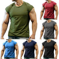 Mens Summerเสื้อยืดGymกีฬาCasualฟิตเนสกล้ามเนื้อCap Sleeveเสื้อกั๊กTank Tops