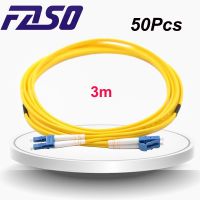 FASO 50ชิ้นจั๊มเปอร์เส้นใยแก้วนำแสง3เมตร LC/UPC-LC/UPC DX 3.0มม. โหมดเดี่ยว G652D ใยแก้วนำแสงสายแพทช์สายแจ็กเก็ตสีเหลือง LSZH