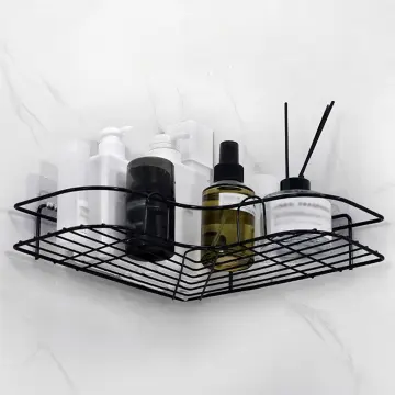 1pc Corner Shower Caddy, Wall Mounted Bathroom Storage Rack, Punch