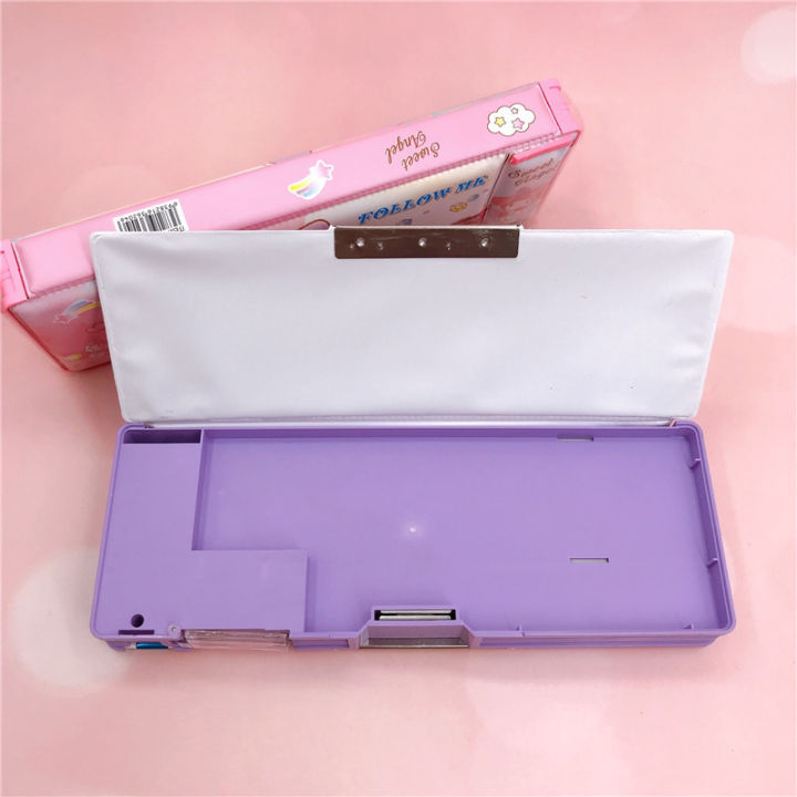 sanrio-kuromi-mymelody-cartoon-cute-stationery-box-student-double-sided-pencil-case-multifunctional-large-capacity