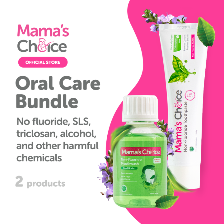 Oral Care Bundle Mama's Choice Toothpaste & Mouthwash Safe, Natural