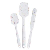 QTCF-3pcs White Silicone Spatula Set Heat Resistance Flexible Rubber Kitchen Cooking Mixing Baking Scraper Non-stick Cookware Set